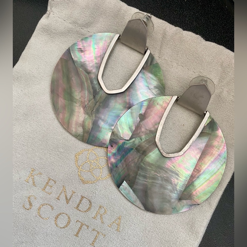 Kendra Scott Diane Earring Silver Black Mother of Pearl